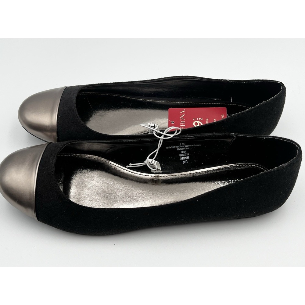 Merona Brand Toe-Cap Ballet Flat Black Mittie style Women's 9 1/2 New In Box